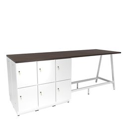 Resi Bistro-Height Collaboration Table, 12 Lockers – 75”W