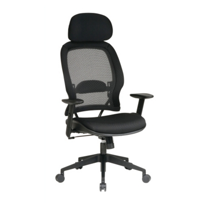 Office Star Professional Light Air Grid Back Chair Leather Seat