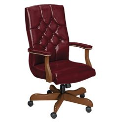 Traditional Leather High Back Chair