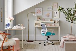 Brite Two Desk, Hutch, Mesh Chair Home Office Set