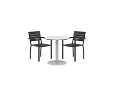 Eveleen Outdoor Bistro Table with Two Chairs - 30"DIA