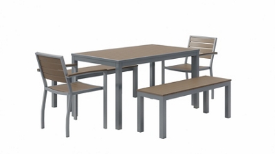 Eveleen Outdoor Patio Table Set with Two Chairs & Two Benches