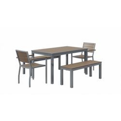 Eveleen Outdoor Patio Table Set with Two Chairs & Two Benches