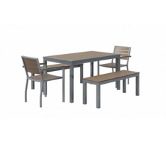 Eveleen Outdoor Patio Table Set with Two Chairs & Two Benches