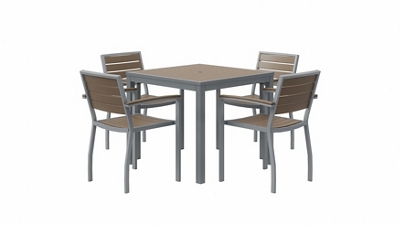 Outdoor Patio Table with Four Chairs - 35"Wx35"D