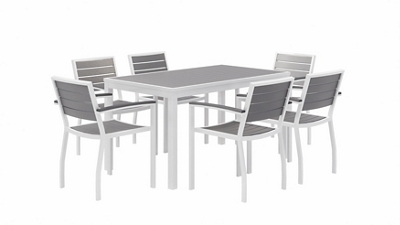 Outdoor Patio Table with Six Chairs - 55"Wx35"D