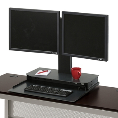 Computer Monitor Adjustable Height Desk Riser with Keyboard Tray