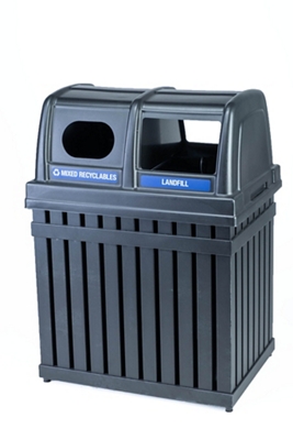 Outdoor Weatherproof fire safe Double Waste Receptacle- 50 Gallon