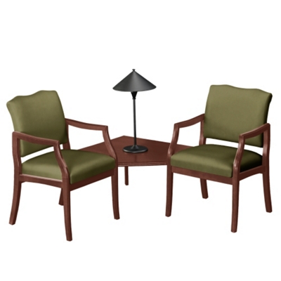 Spencer Two Chairs with Corner Table in Print Fabric or Vinyl