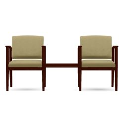 Two Vinyl Guest Chairs with Connecting Center Table Set