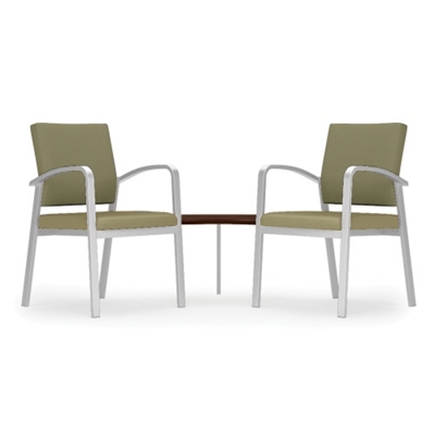 Two Guest Chairs With Corner Table Set In Premium Upholstery By