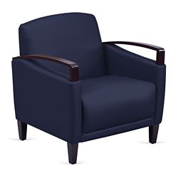 Arc Collection Fabric or Fabric/Polyurethane Arm Chair with Wood Arms