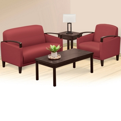 Arc Polyurethane Loveseat and Arm Chair Set