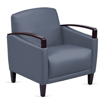 Arc Collection Polyurethane Arm Chair with Wood Arms