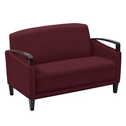 Arc Collection Fabric or Fabric/Polyurethane Sofa with Wood Arms