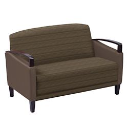 Arc Collection Fabric or Fabric/Polyurethane Loveseat with Wood Arms