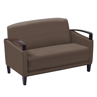 Arc Collection Polyurethane Loveseat with Wood Arms