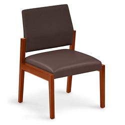 Hampton Armless Guest Chair in Polyurethane or Fabric/Poly Combo - 22.5"W
