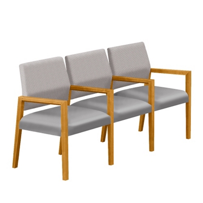 Polyurethane or Fabric/Polyurethane Three Seat Sofa with Center Arms