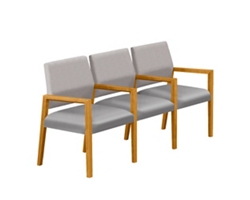 Hampton Three Seat Sofa with Center Arms in Designer Upholstery