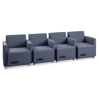 Compass Four Seat Lounge Chair Set with Power