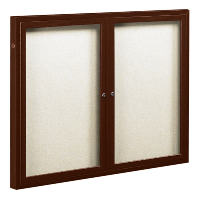 Outdoor Enclosed Bulletin Board w/Aluminum Wood Look Finish - 48"W x 36"H