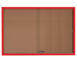 Enclosed Sliding Door Bulletin Board - 72"Wx48"H