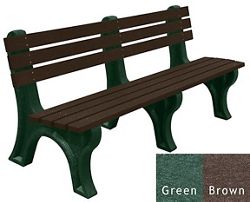 Recycled Plastic Outdoor Economy Bench with Back 6'