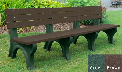 Recycled Plastic Outdoor Economy Bench with Back 8'