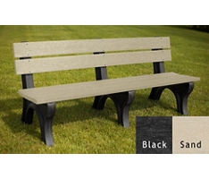 Recycled Plastic Outdoor Bench with Economizer Traditional Back 6'