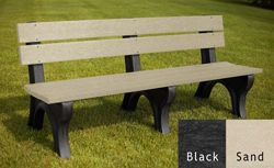 Recycled Plastic Outdoor Bench with Economizer Traditional Back 6'