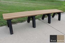 Recycled Plastic Traditional Outdoor Flat Bench 8'