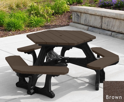 Recycled Plastic Standard Plaza Hexagonal Picnic Table