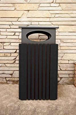 Covered Outdoor Poly Trash Receptacle - 40 Gallon