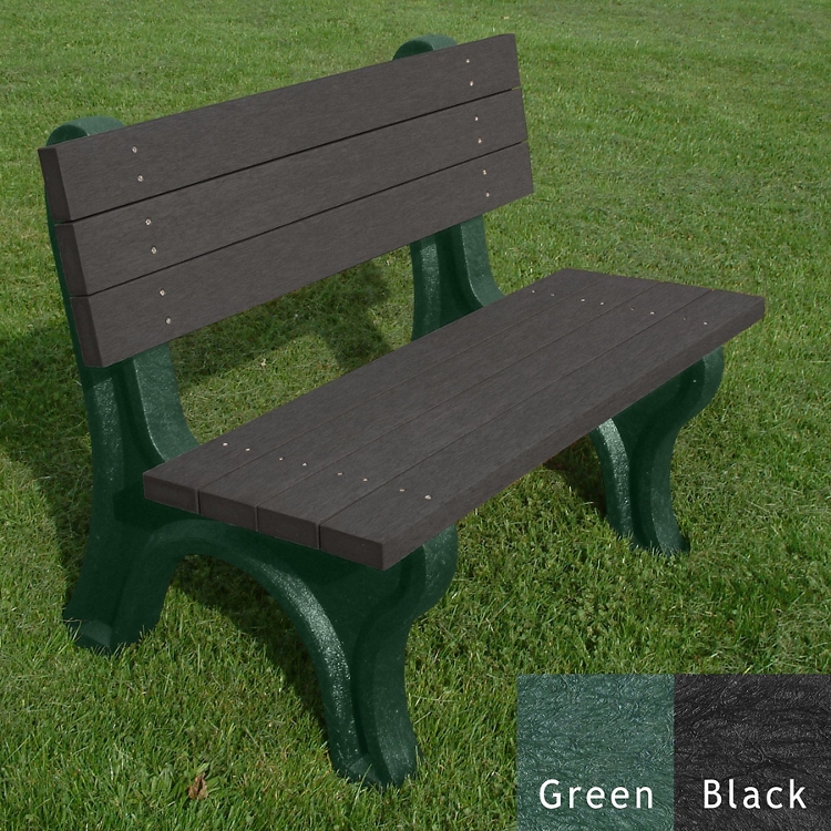 Deluxe Recycled Plastic Bench with Back 4'