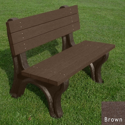 Deluxe Recycled Plastic Bench with Back 4'
