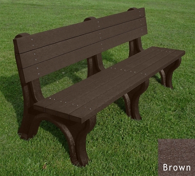 Deluxe Recycled Plastic Bench with Back 6'