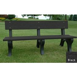 Landmark Plastic Recycled Bench with Back 6'
