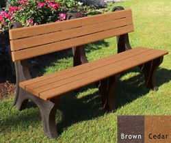 Park Classic Recycled Plastic Bench with Back 6'