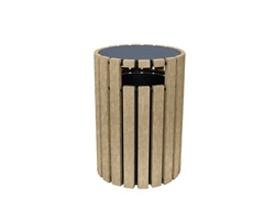 Eco-friendly Outdoor Round Trash Receptacle with Rain Guard- 33 Gallon