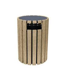 Eco-friendly Outdoor Round Trash Receptacle with Rain Guard- 33 Gallon
