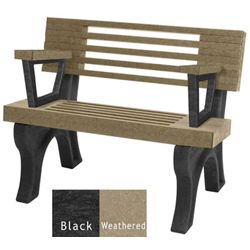 Outdoor Bench with Backrest and Arms - 4 ft