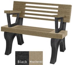 Outdoor Bench with Backrest and Arms - 4 ft