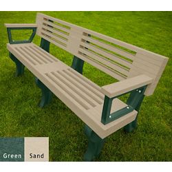 Outdoor Bench with Backrest and Arms - 6 ft