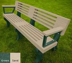 Outdoor Bench with Backrest and Arms - 6 ft