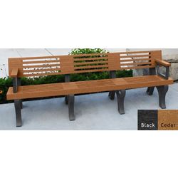 Outdoor Bench with Backrest and Arms - 8 ft