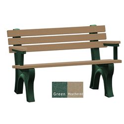 4'W Outdoor Bench with Backrest and Arms