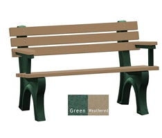 4'W Outdoor Bench with Backrest and Arms