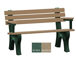 4'W Outdoor Bench with Backrest and Arms