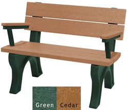 4' W Eco Friendly Bench with Backrest and Arms